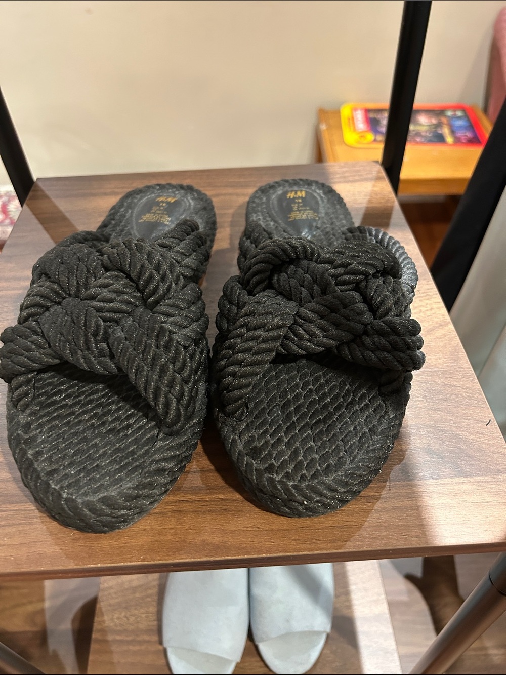 H&M Black Knotted Rope Slide Sandals - Women
